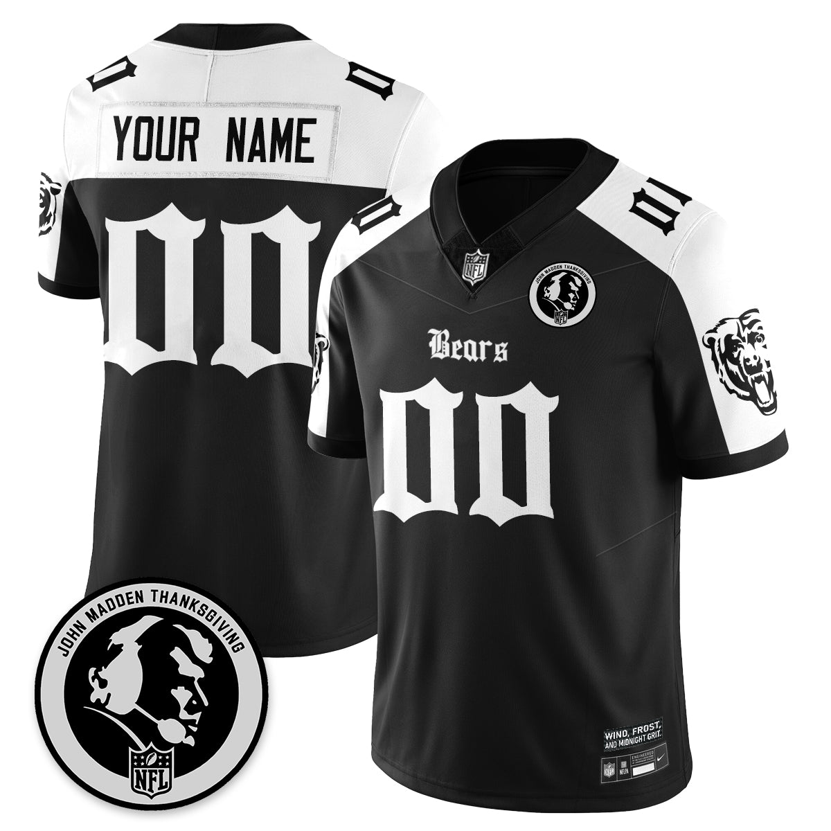 Custom CHI Gothic Vapor Limited Jersey - John Madden Patch - Stitched