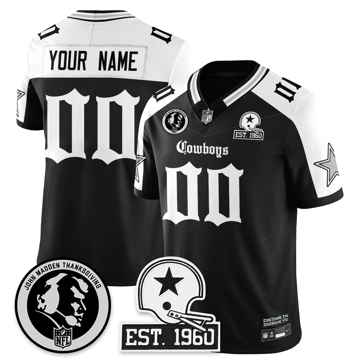 DAL Gothic Vapor Limited Custom Jersey - John Madden Patch - All Stitched