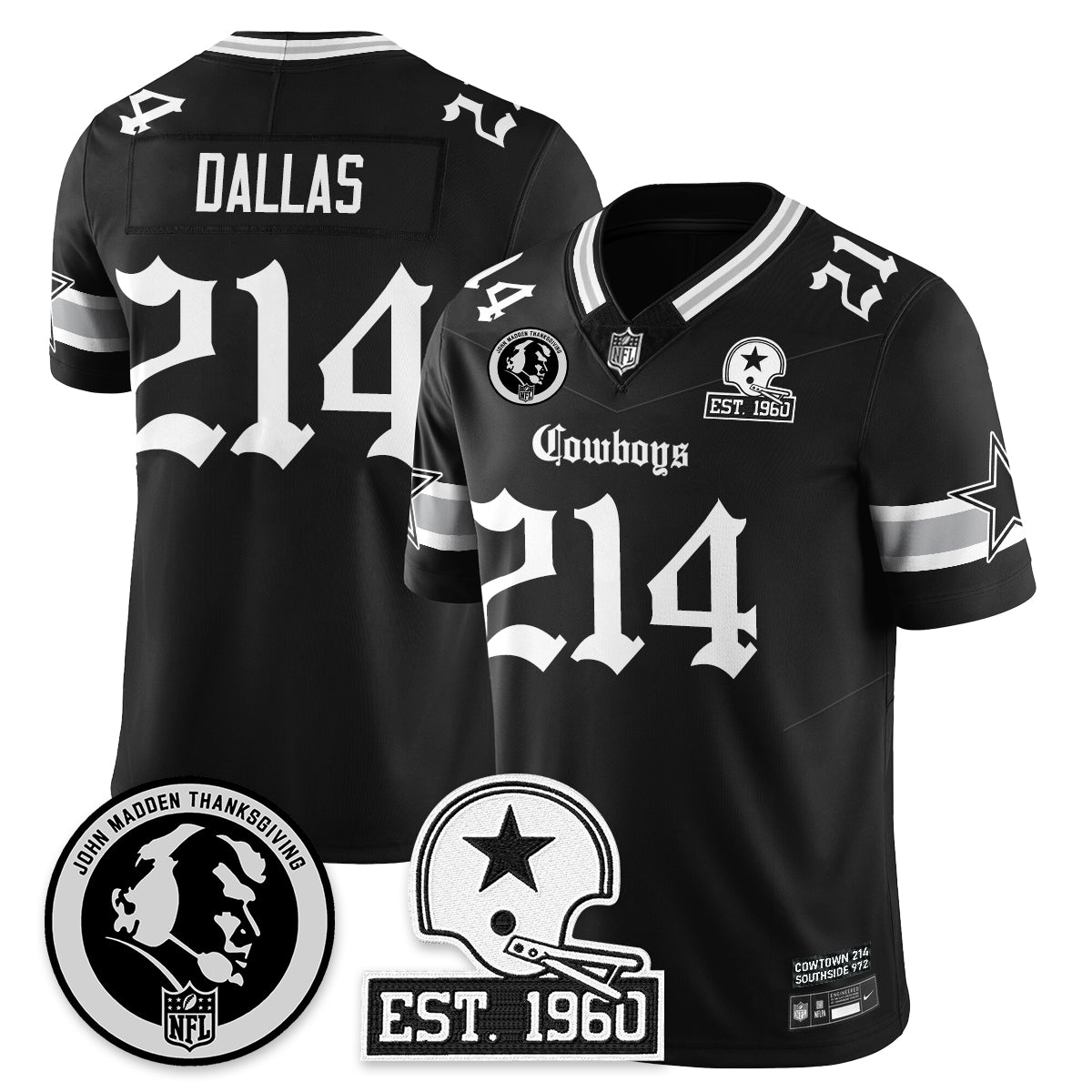 DAL Gothic Vapor Limited Jersey - John Madden Patch - Stitched