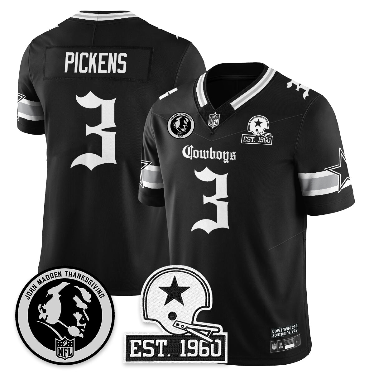 DAL Gothic Vapor Limited Jersey - John Madden Patch - Stitched
