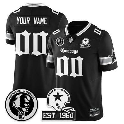 DAL Gothic Vapor Limited Custom Jersey - John Madden Patch - Stitched