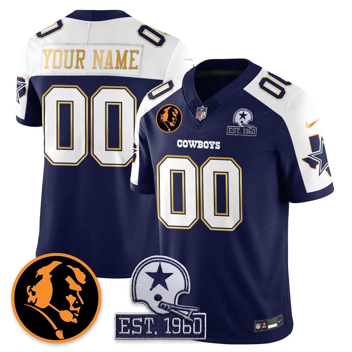Custom DAL Vapor Limited Gold Jersey - John Madden Patch - Stitched