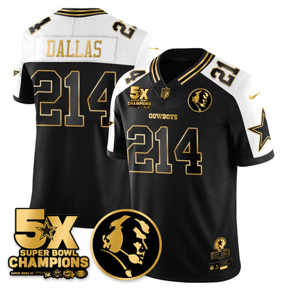DAL 5-Time Champions Vapor Limited Gold Jersey - John Madden Patch - Stitched