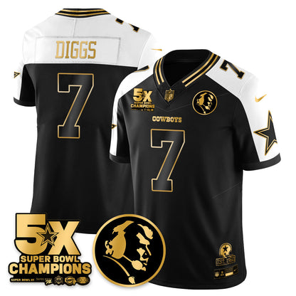 DAL 5-Time Champions Vapor Limited Gold Jersey - John Madden Patch - Stitched