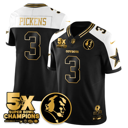 DAL 5-Time Champions Vapor Limited Gold Jersey - John Madden Patch - Stitched