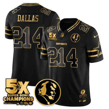 DAL 5-Time Champions Vapor Limited Gold Jersey - John Madden Patch - Stitched