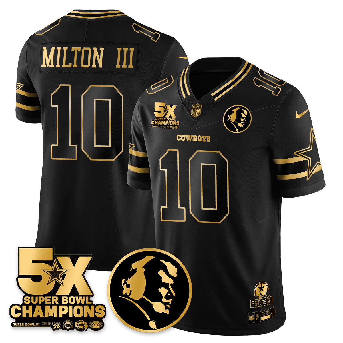 DAL 5-Time Champions Vapor Limited Gold Jersey - John Madden Patch - Stitched