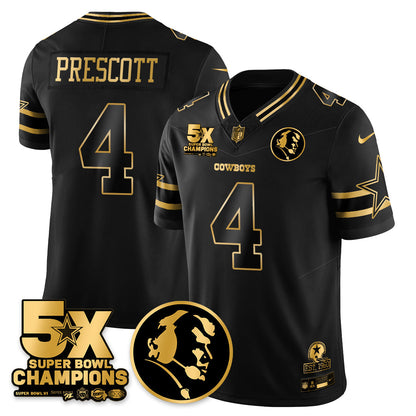 DAL 5-Time Champions Vapor Limited Gold Jersey - John Madden Patch - Stitched