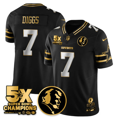 DAL 5-Time Champions Vapor Limited Gold Jersey - John Madden Patch - Stitched