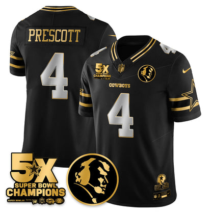DAL 5-Time Champions Vapor Limited Gold Jersey - John Madden Patch - Stitched