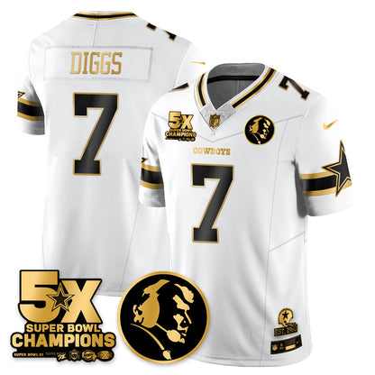 DAL 5-Time Champions Vapor Limited Gold Jersey - John Madden Patch - Stitched