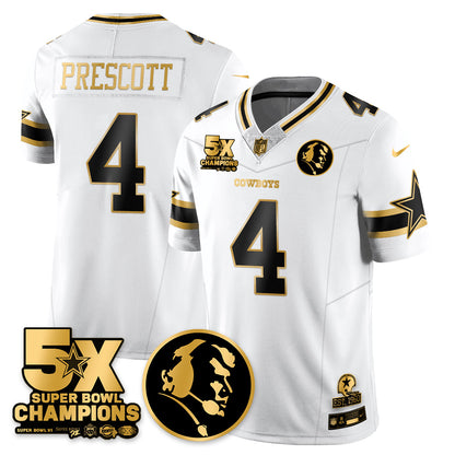 DAL 5-Time Champions Vapor Limited Gold Jersey - John Madden Patch - Stitched