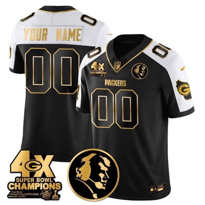 GB 4-Time Champions Vapor Limited Gold Custom Jersey - John Madden Patch - Stitched