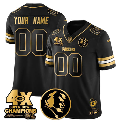 GB 4-Time Champions Vapor Limited Gold Jersey - John Madden Patch - Stitched