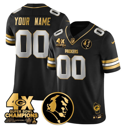 GB 4-Time Champions Vapor Limited Gold Custom Jersey - John Madden Patch - Stitched