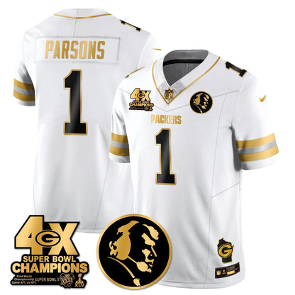 GB 4-Time Champions Vapor Limited Gold Jersey - John Madden Patch - Stitched