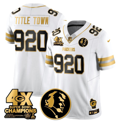 GB 4-Time Champions Vapor Limited Gold Jersey - John Madden Patch - Stitched
