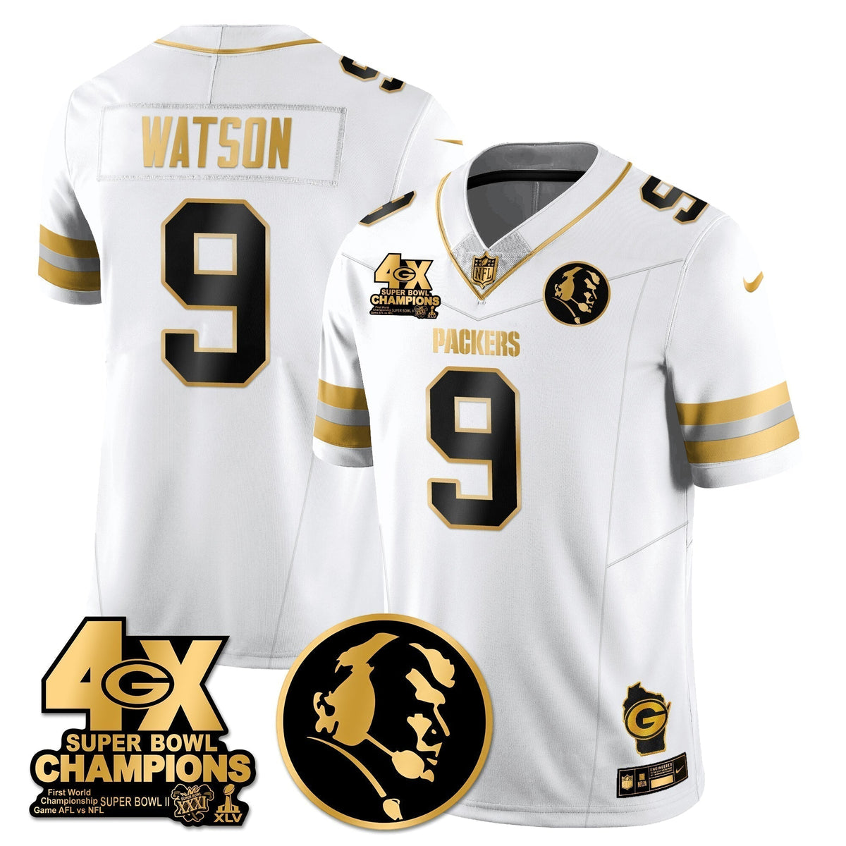 GB 4-Time Champions Vapor Limited Gold Jersey - John Madden Patch - Stitched