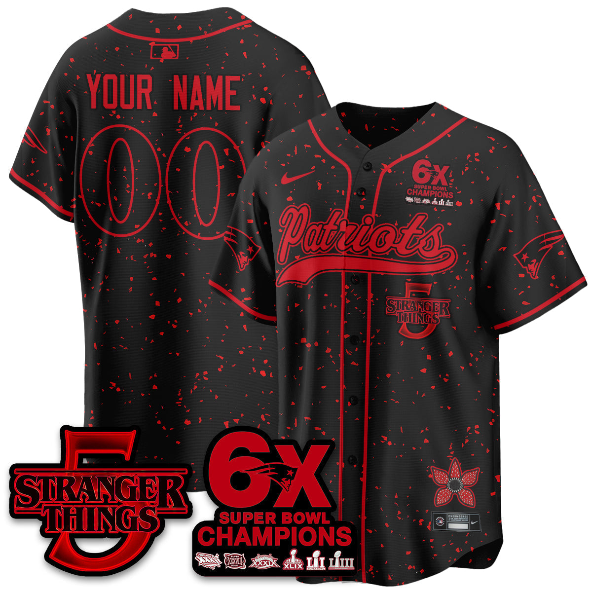 Custom NE Stranger Things Vapor Limited Baseball Jersey - Stitched
