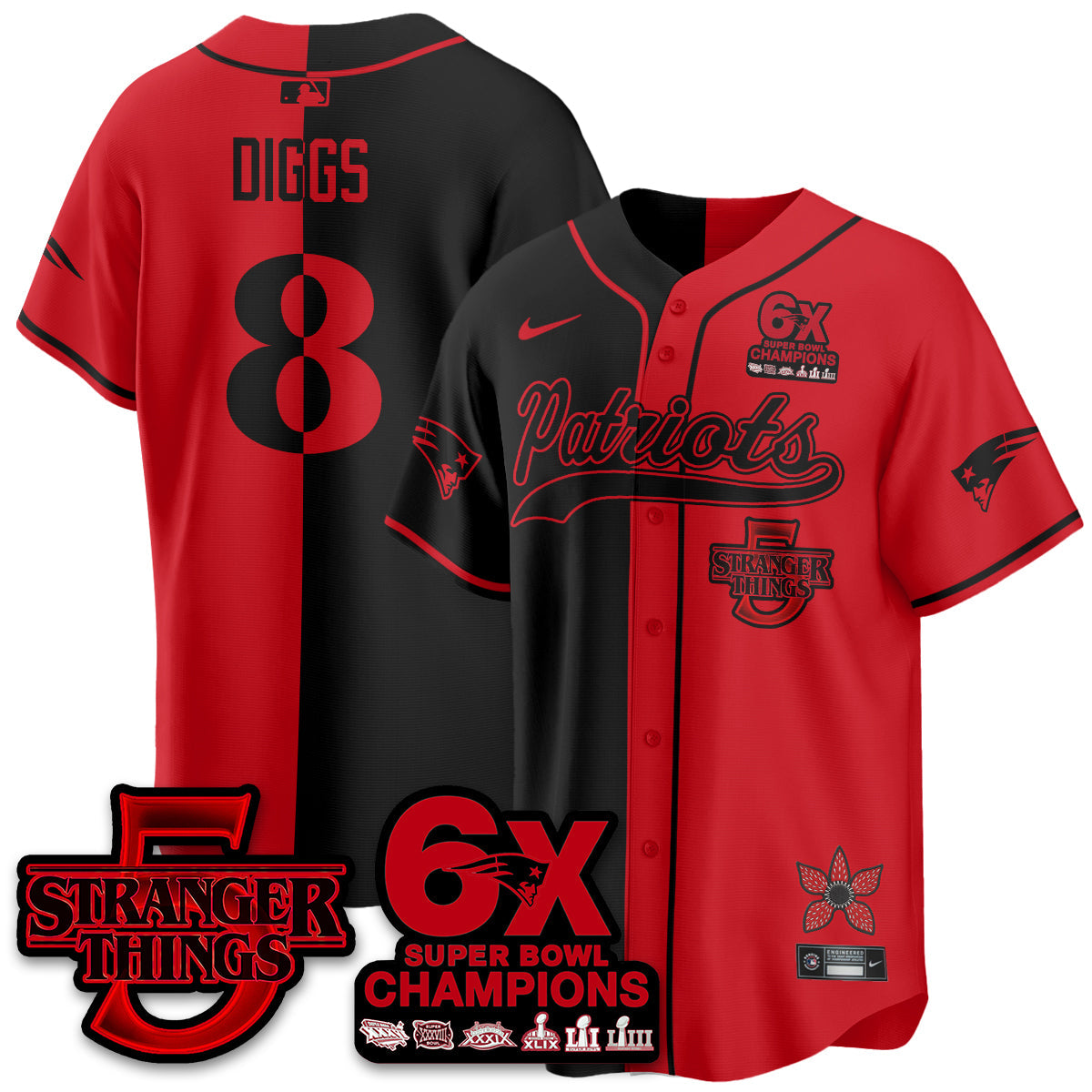 NE Stranger Things Vapor Limited Baseball Jersey - Stitched