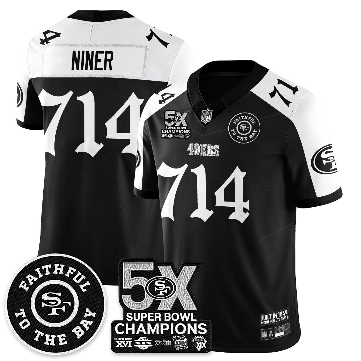 SF 5-Time Champions Gothic Vapor Limited Jersey - Stitched