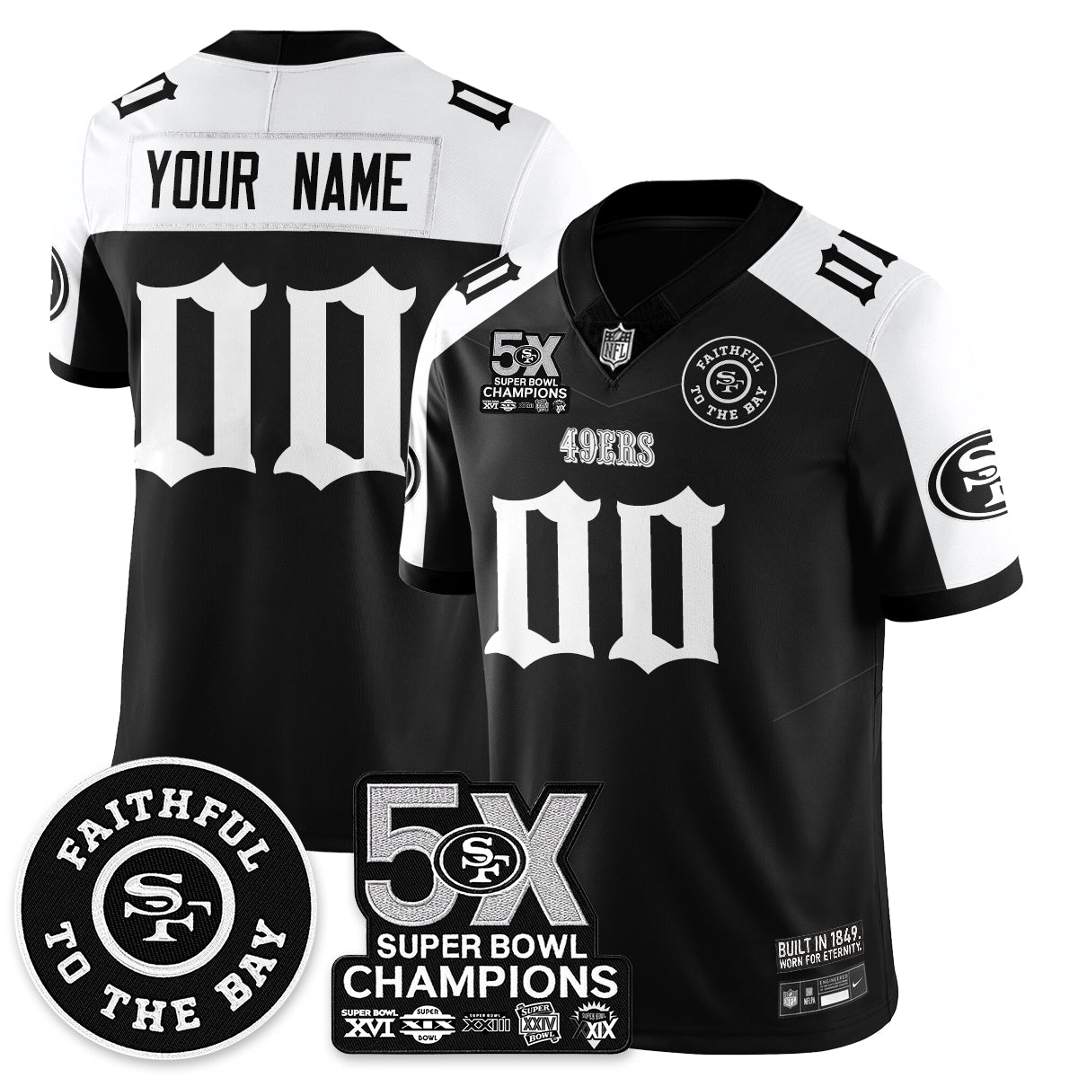 SF 5-Time Champions Gothic Vapor Limited Custom Jersey - Stitched