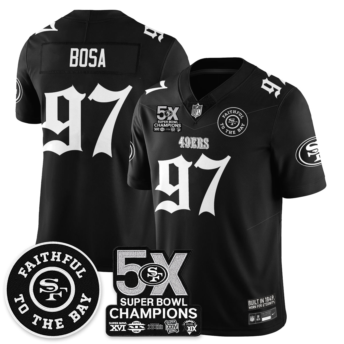 SF 5-Time Champions Gothic Vapor Limited Jersey - Stitched