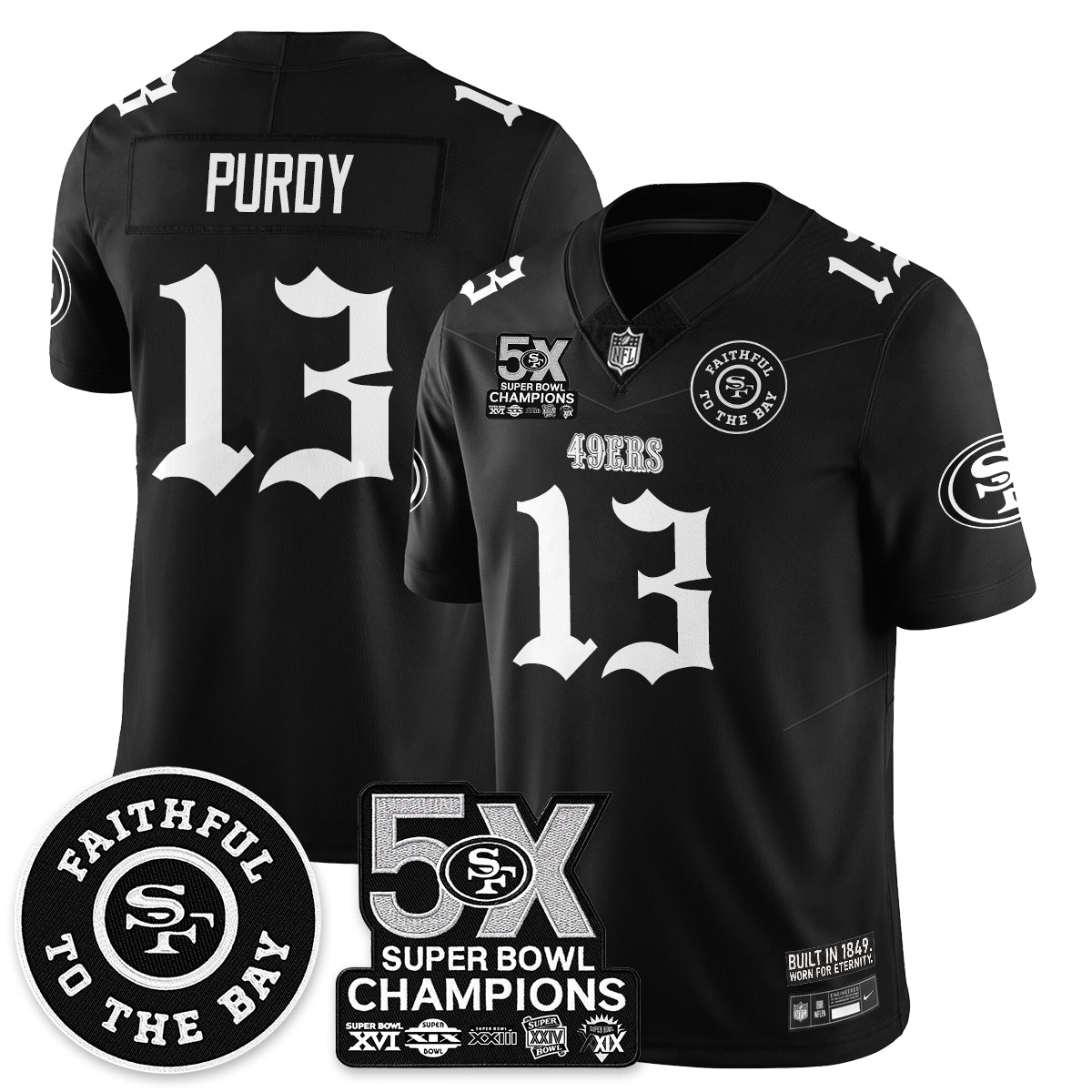 SF 5-Time Champions Gothic Vapor Limited Jersey - Stitched