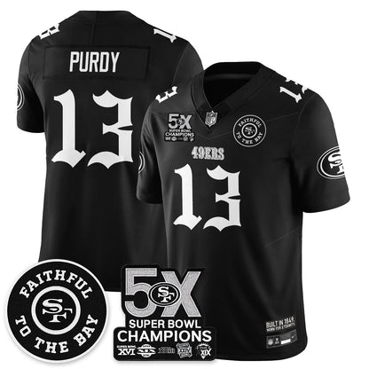 SF 5-Time Champions Gothic Vapor Limited Jersey - Stitched
