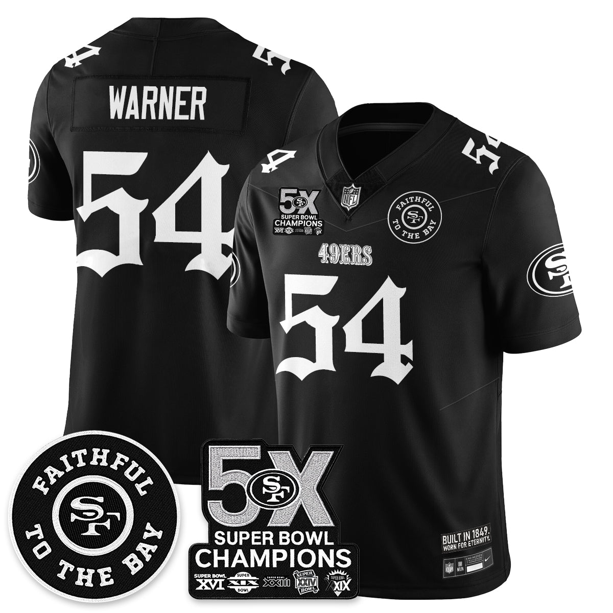 SF 5-Time Champions Gothic Vapor Limited Jersey - Stitched