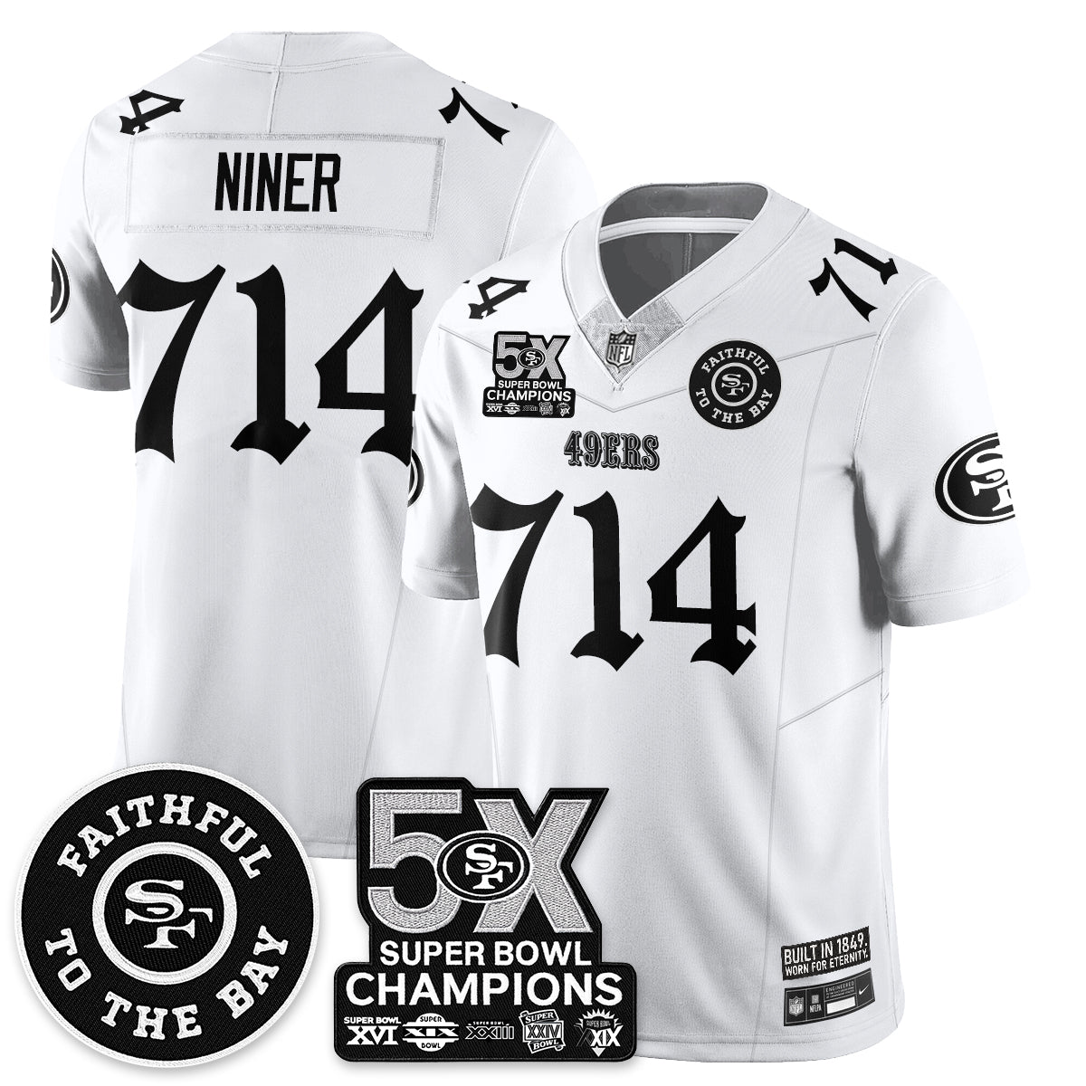 SF 5-Time Champions Gothic Vapor Limited Jersey - Stitched