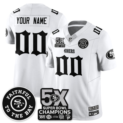 SF 5-Time Champions Gothic Vapor Limited Custom Jersey - Stitched