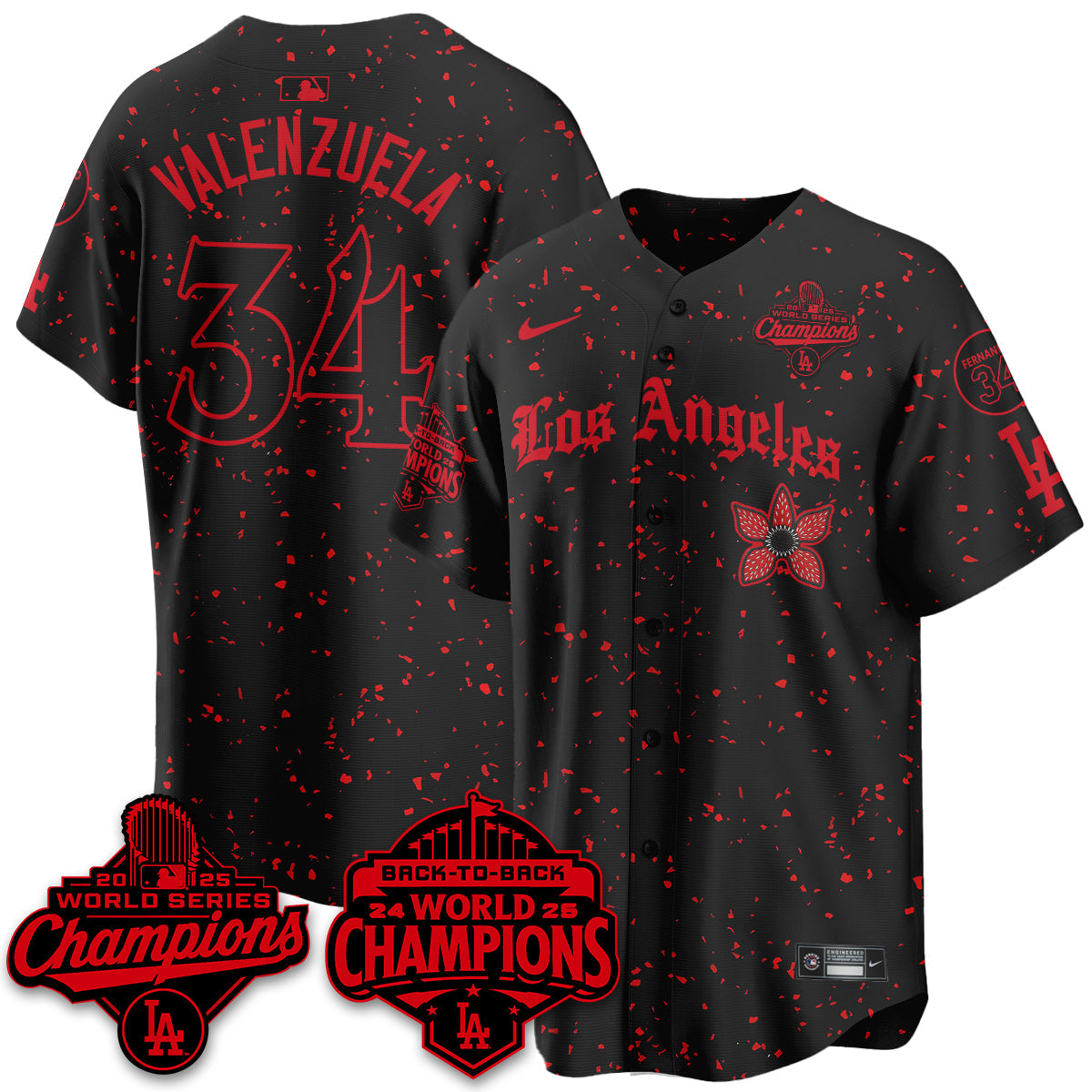 LAD 2025 World Series Champions x Stranger Things Vapor Premier Jersey - Stitched