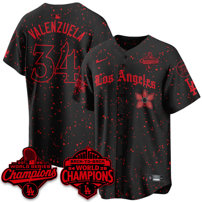 LAD 2025 World Series Champions x Stranger Things Vapor Premier Jersey - Stitched