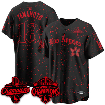 LAD 2025 World Series Champions x Stranger Things Vapor Premier Jersey - Stitched