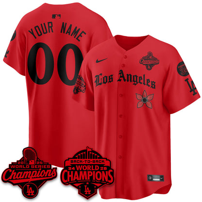 LAD 2025 World Series Champions x Stranger Things Vapor Premier Custom Jersey - Stitched