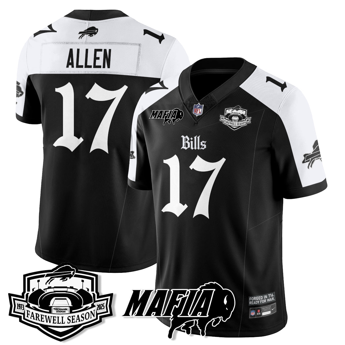 BUF Mafia Gothic Vapor Limited Jersey - Farewell Highmark Patch - Stitched