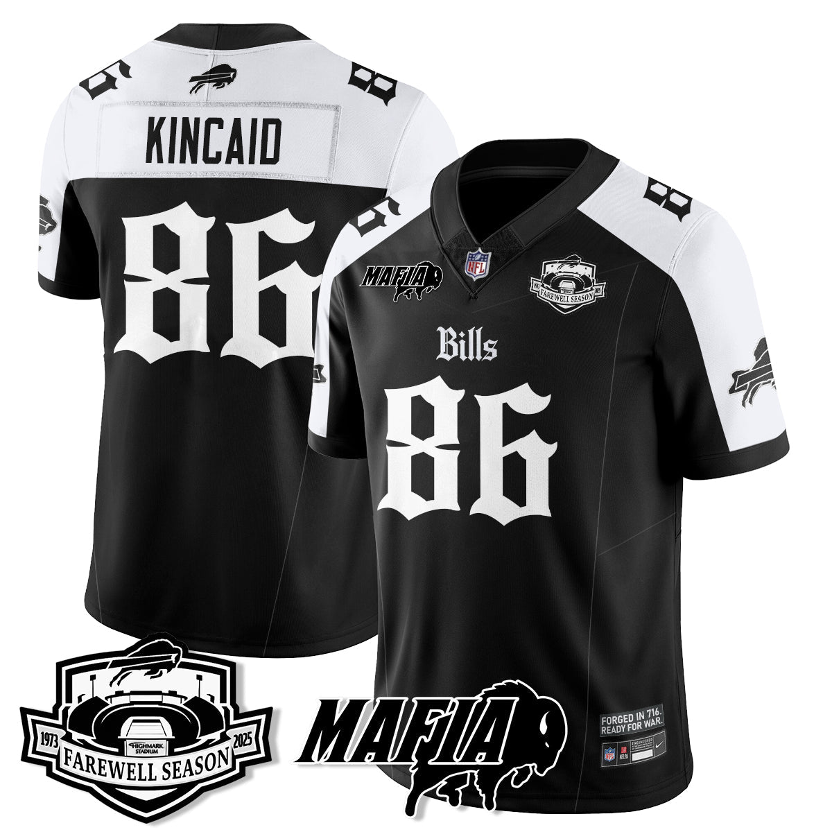 BUF Mafia Gothic Vapor Limited Jersey - Farewell Highmark Patch - Stitched