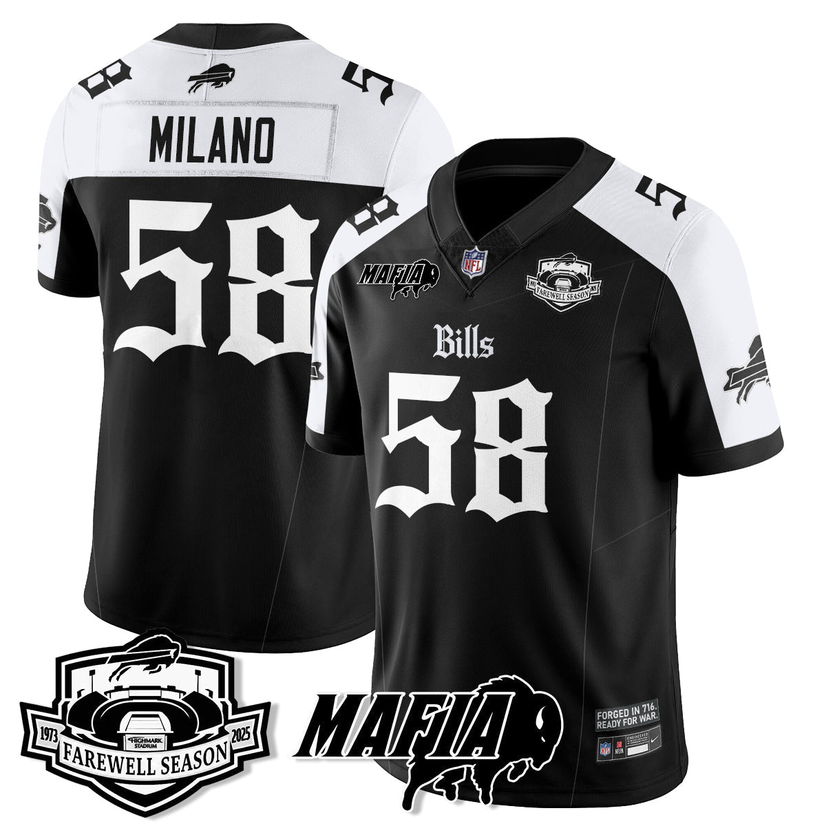 BUF Mafia Gothic Vapor Limited Jersey - Farewell Highmark Patch - Stitched