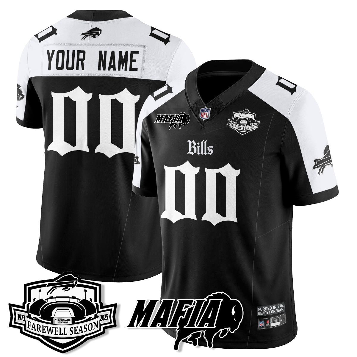 BUF Mafia Gothic Vapor Limited Jersey - Farewell Highmark Patch - Stitched