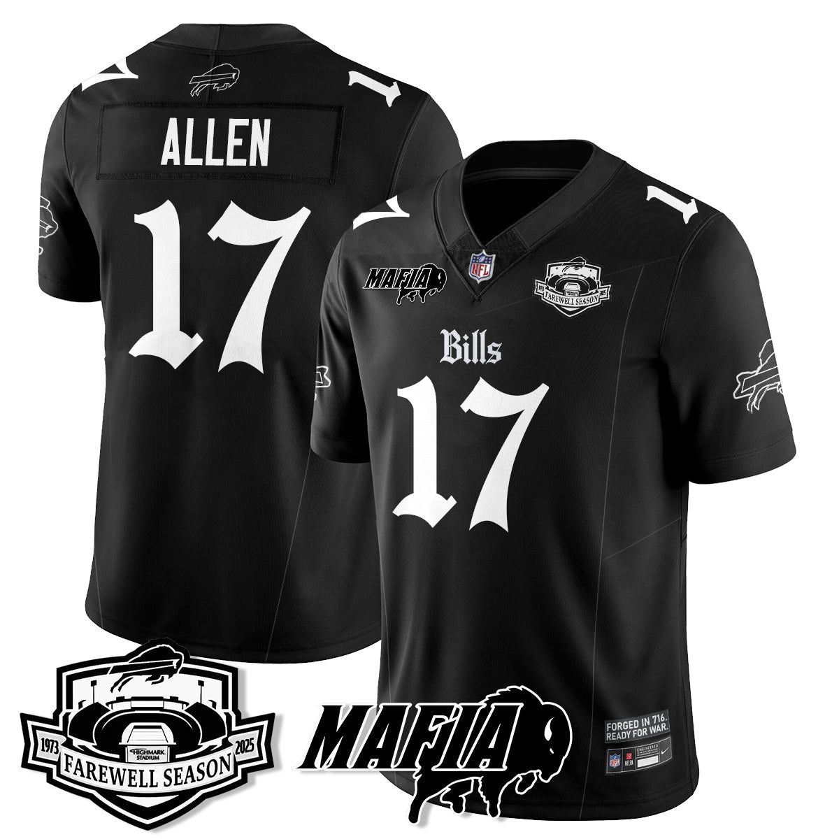 BUF Mafia Gothic Vapor Limited Jersey - Farewell Highmark Patch - Stitched