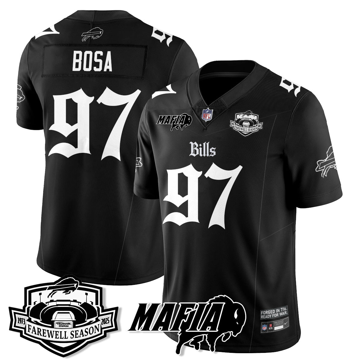 BUF Mafia Gothic Vapor Limited Jersey - Farewell Highmark Patch - Stitched