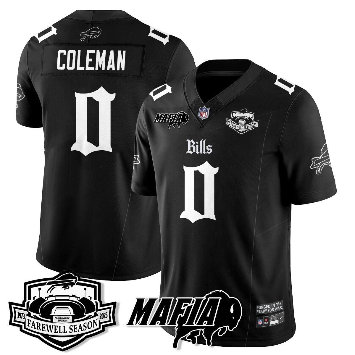 BUF Mafia Gothic Vapor Limited Jersey - Farewell Highmark Patch - Stitched