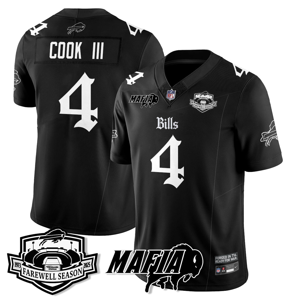 BUF Mafia Gothic Vapor Limited Jersey - Farewell Highmark Patch - Stitched