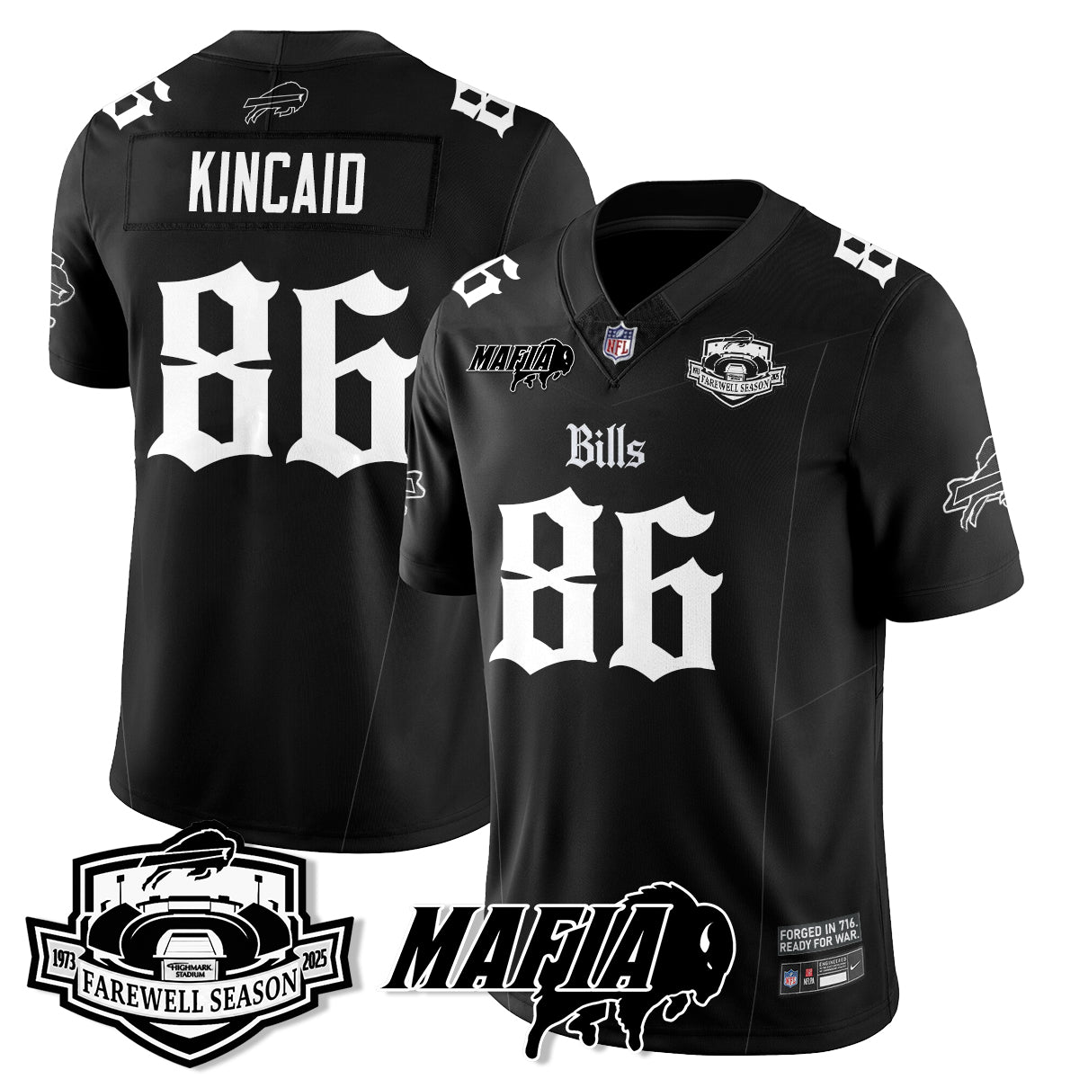 BUF Mafia Gothic Vapor Limited Jersey - Farewell Highmark Patch - Stitched