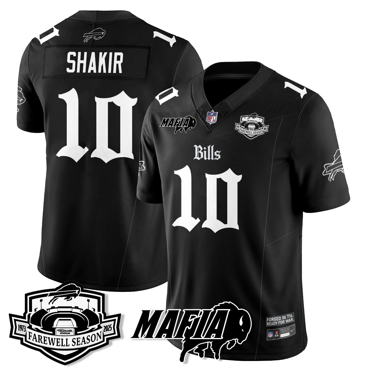 BUF Mafia Gothic Vapor Limited Jersey - Farewell Highmark Patch - Stitched