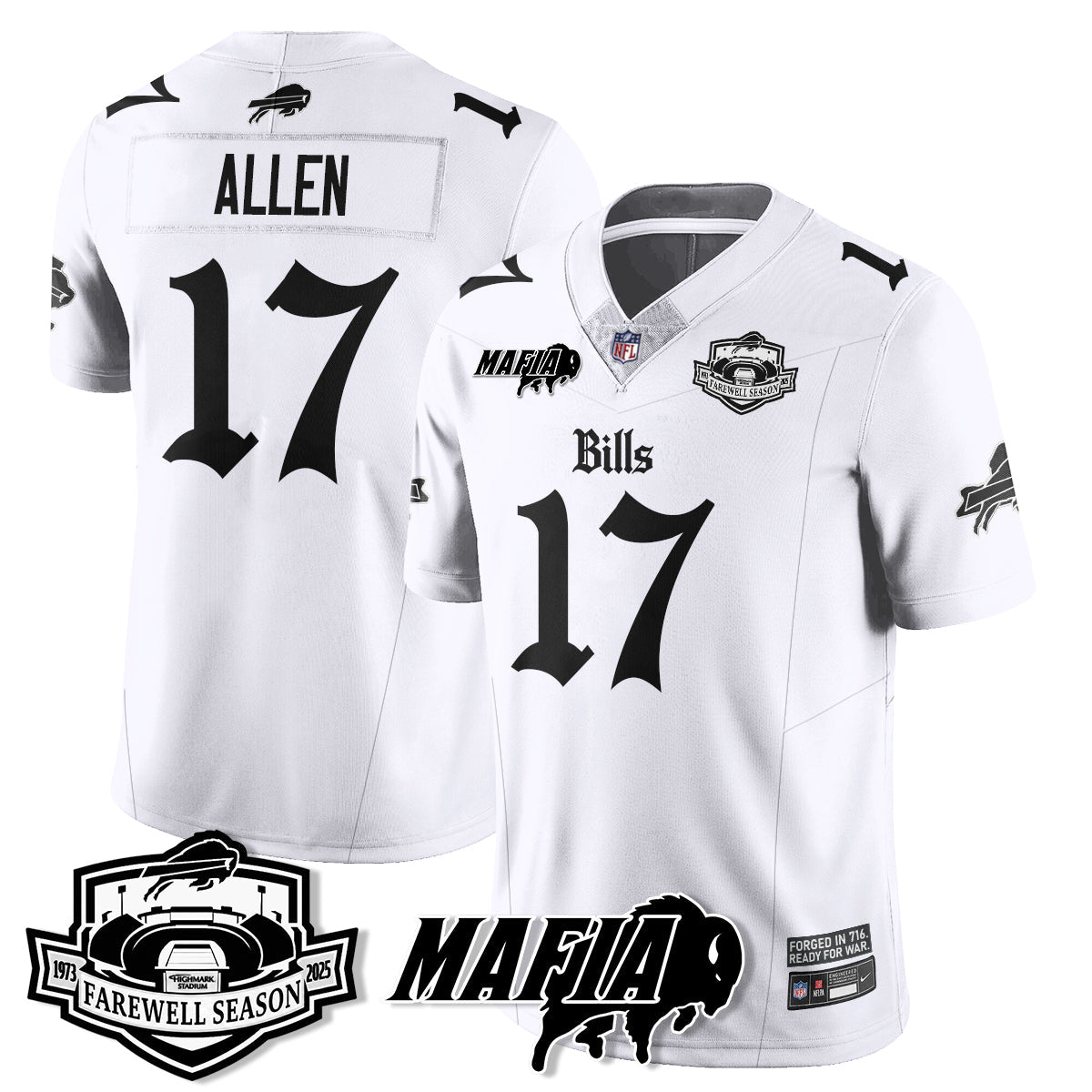 BUF Mafia Gothic Vapor Limited Jersey - Farewell Highmark Patch - Stitched