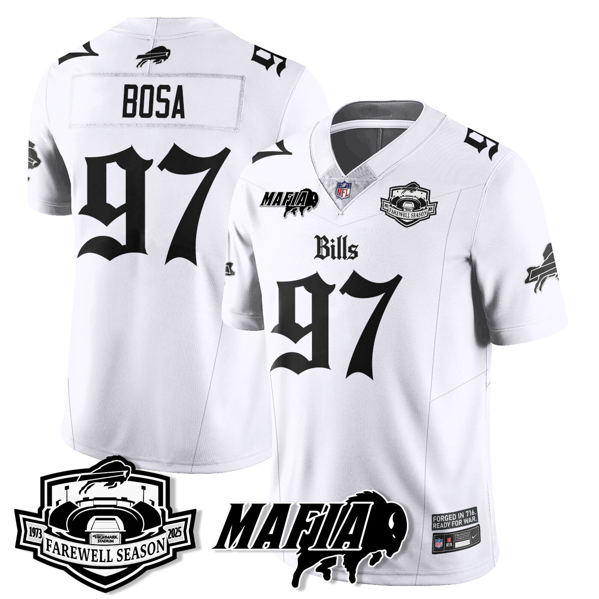 BUF Mafia Gothic Vapor Limited Jersey - Farewell Highmark Patch - Stitched