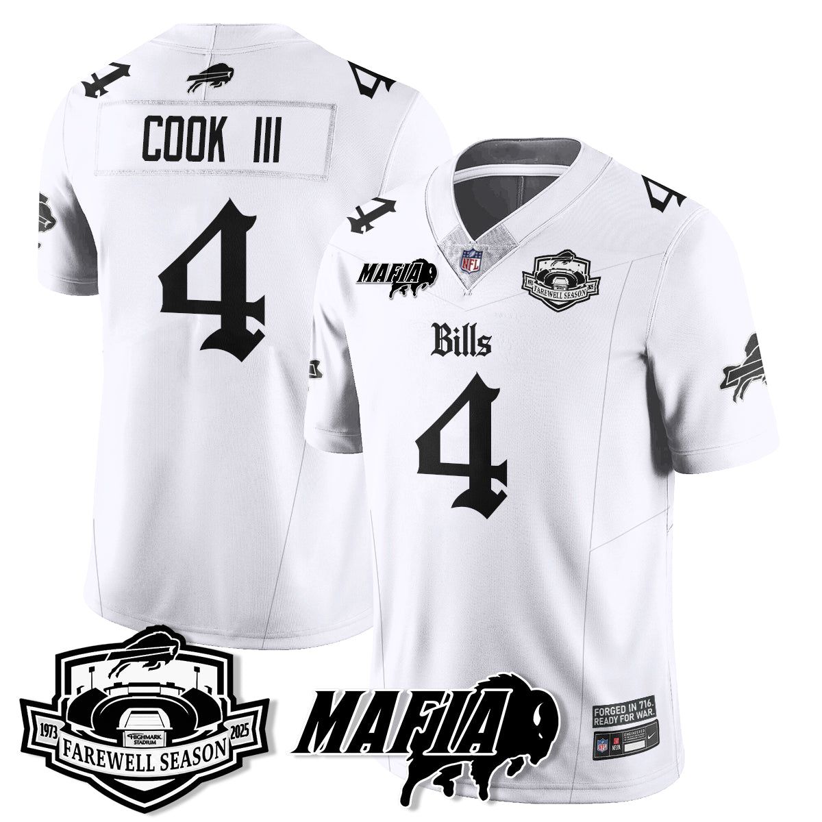 BUF Mafia Gothic Vapor Limited Jersey - Farewell Highmark Patch - Stitched