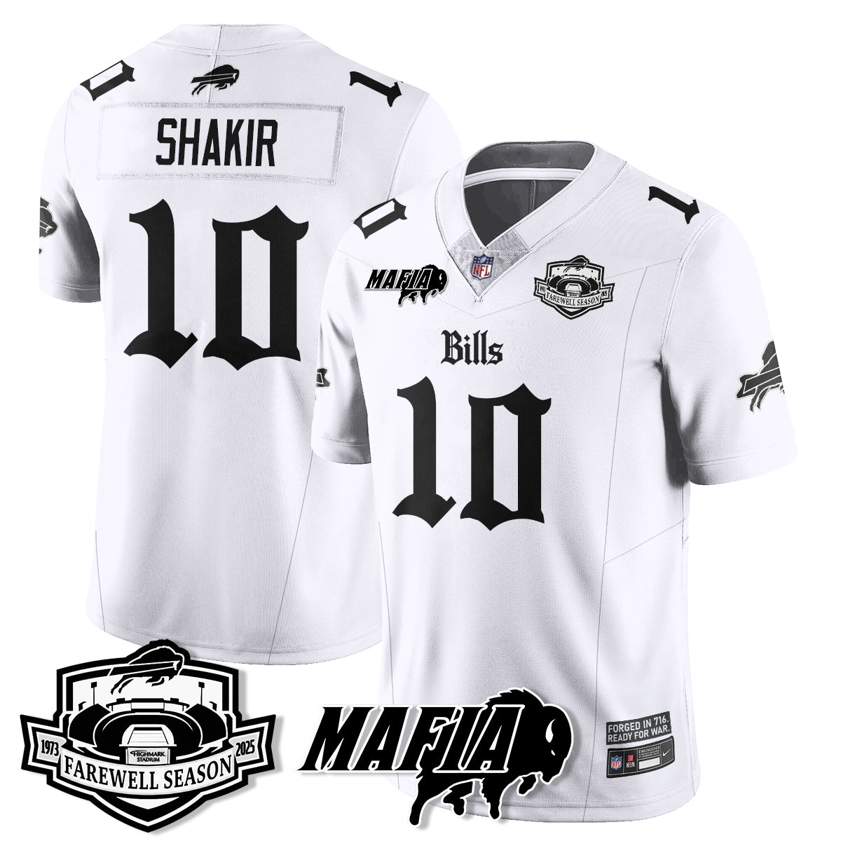 BUF Mafia Gothic Vapor Limited Jersey - Farewell Highmark Patch - Stitched